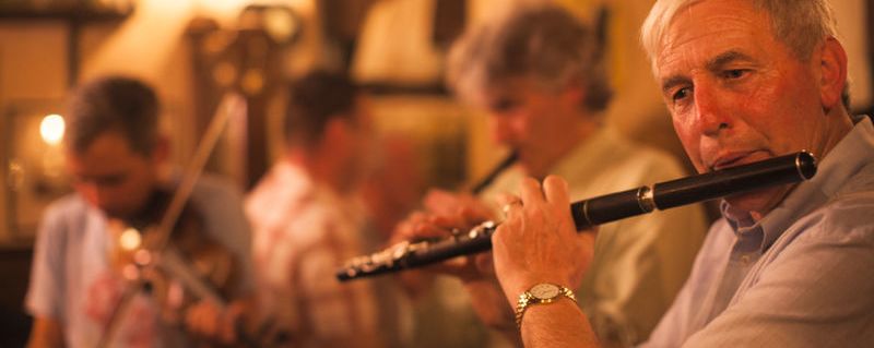 An Irish trad session in a pub