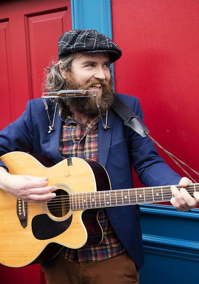 Irish musician busking