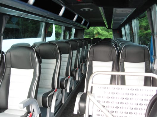 The interior of a 30 seat luxury coach outside Cahernane House Hotel in County Kerry