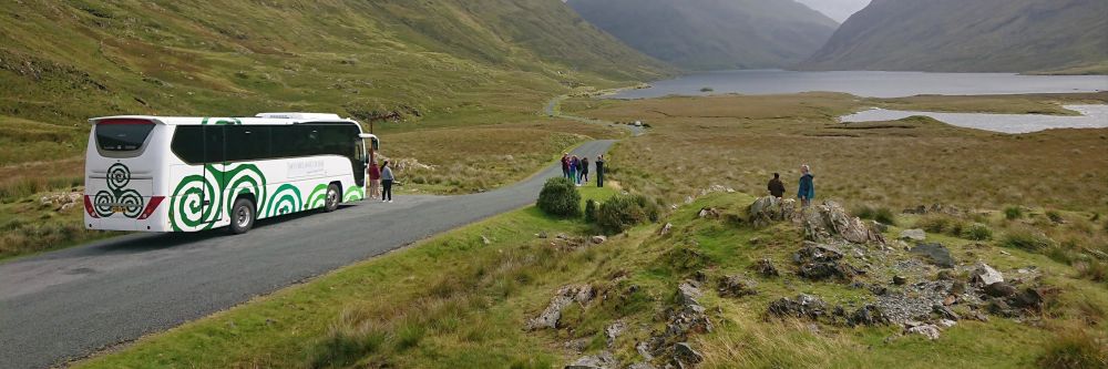 34 Seater Exterior at Doolough, County Mayo, on one of our Ireland Tours