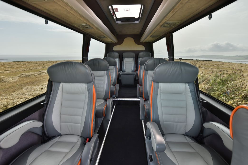The interior of a 9 Seater Sprinter outside Jameson Distillery, County Cork