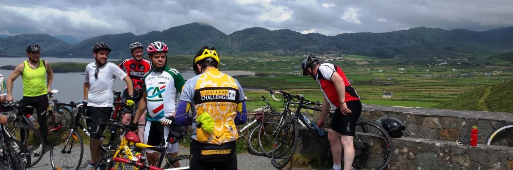 Cyclists gathering on the Beara Peninsula in South West Ireland