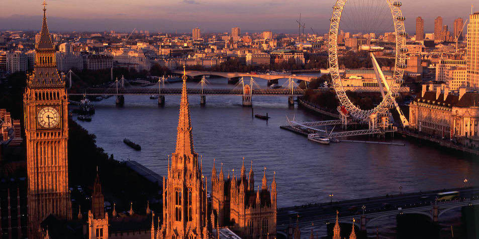 London skyline viewed from above