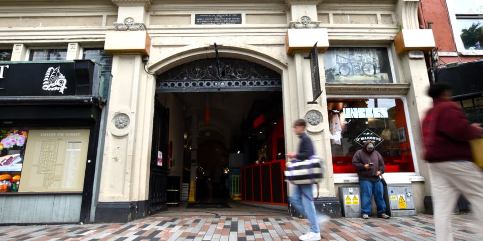 The main entrance of the English Market, on the Grand Parade side of Cork City, Ireland