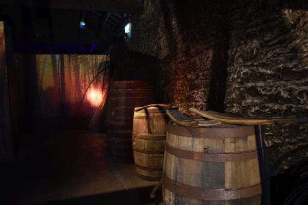 Oak barrels in the maturation warehouse