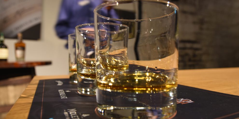 A whiskey sample being poured during the tasting at Midleton Distillery Experience