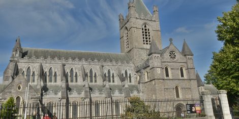 Christ Church Cathedral, Dublin, seen from the courtyard at Winetavern Street