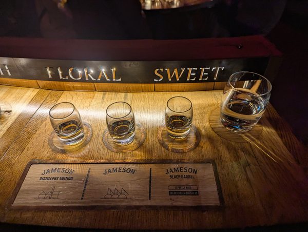 The three Jameson expressions lined up for the comparative taste test