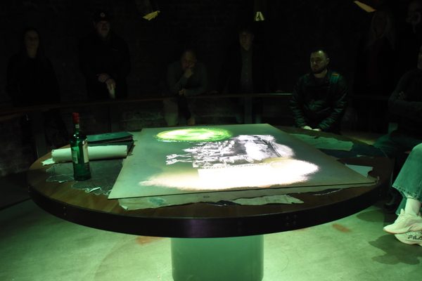 The projection table in the audio-visual room
