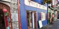 Colourful shops on a Galway City street, Ireland