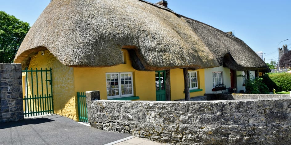 The iconic thatched cottages lining the main street of Adare, built in the 1820s