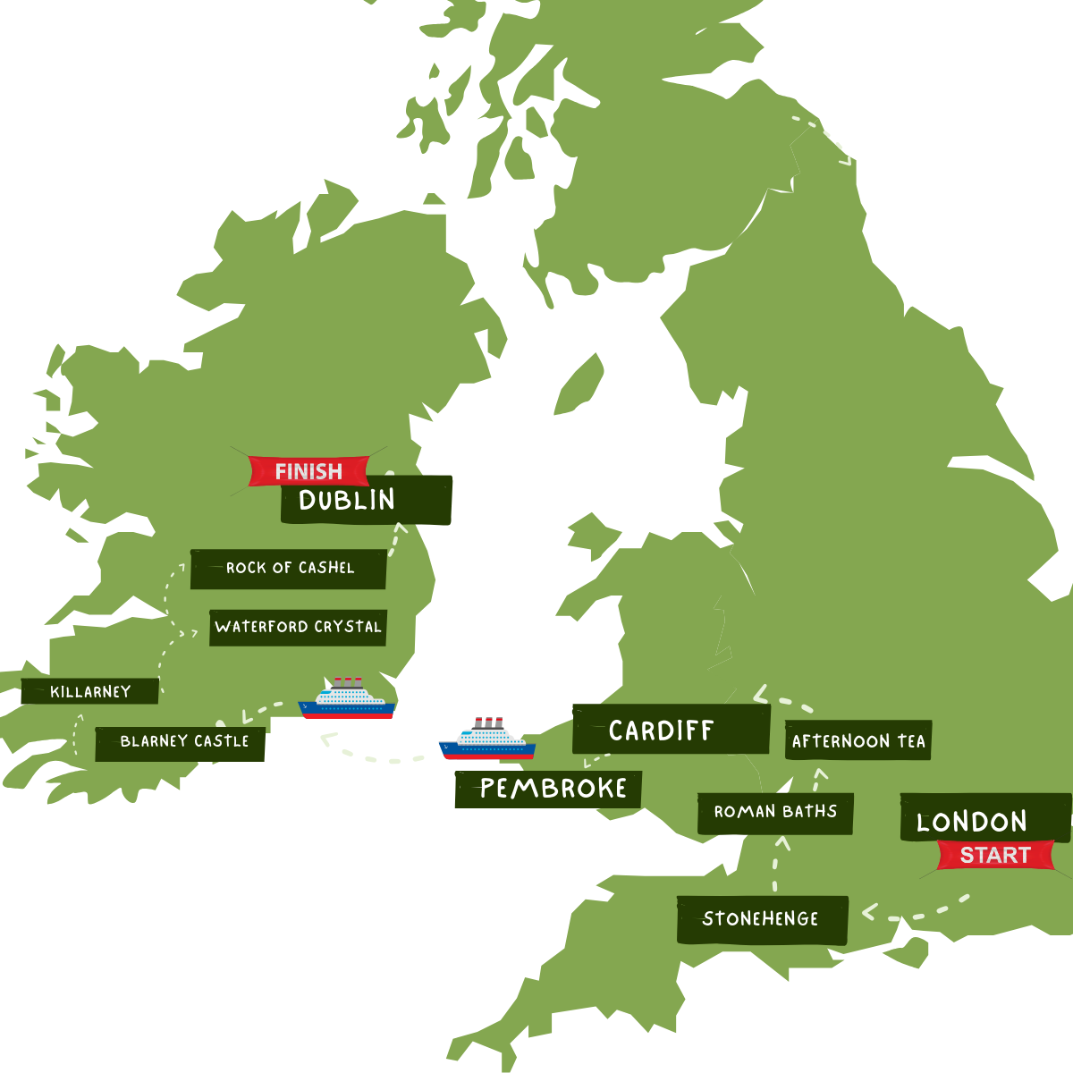 10 Day Discover Britain & Ireland Tour Map