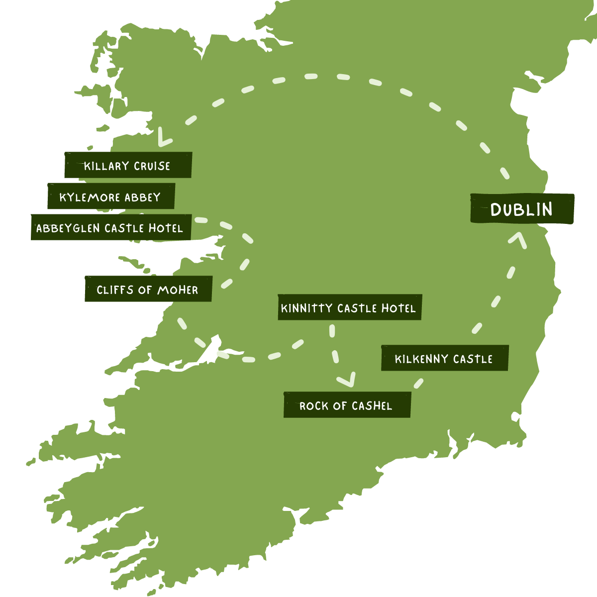 Historic Irish Castle Tour Map