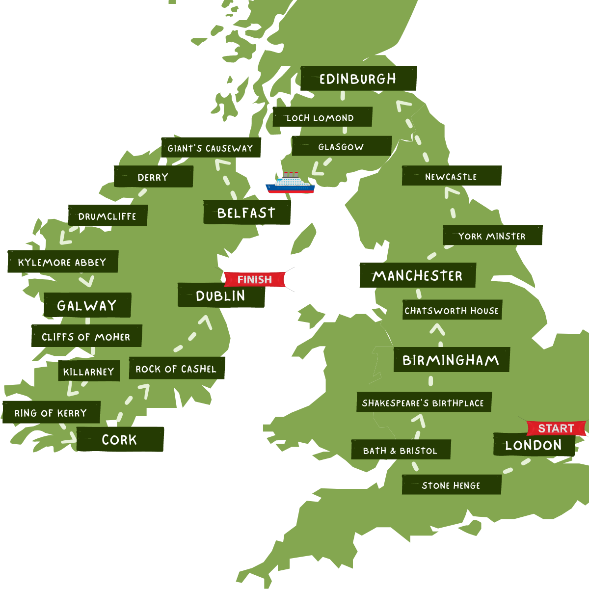 Iconic Britain and Ireland Map